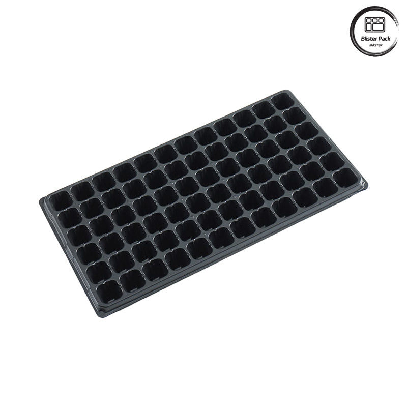 Black PS Garden Tree Planting Seedling Tray, 50-Cell Degradable Germination Tray for Nursery Use