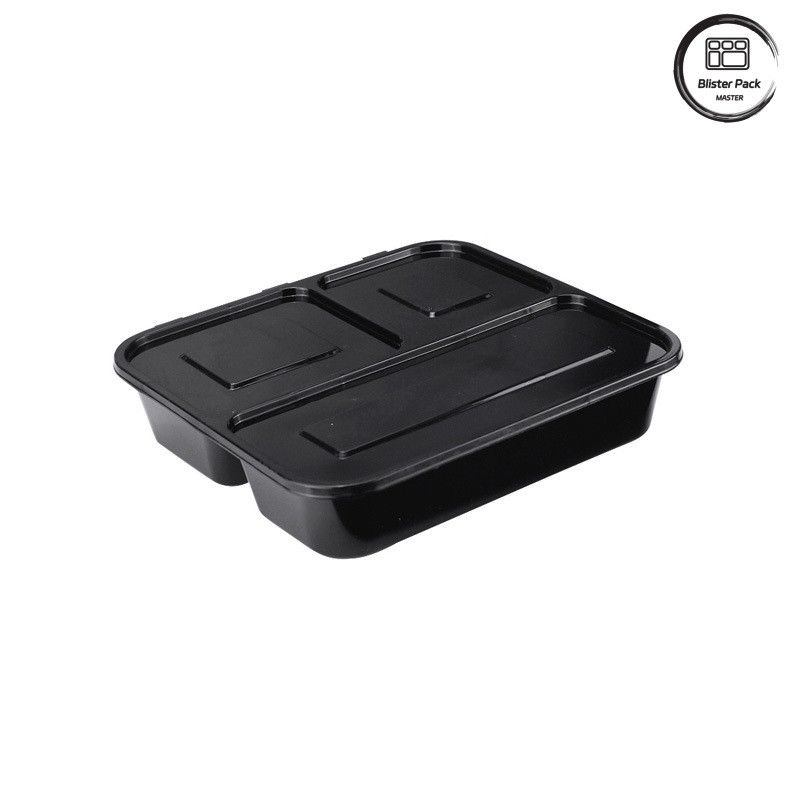1-4 Compartments Disposable Black Lunch Box Microwave Safe Leak-Proof Design for Food Packing Needs