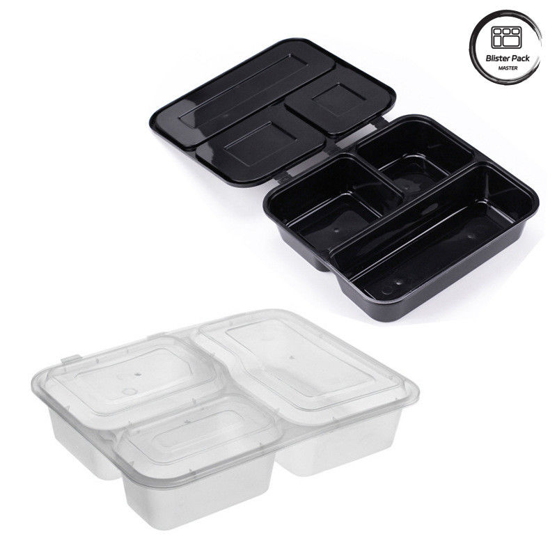 1-4 Compartments Disposable Black Lunch Box Microwave Safe Leak-Proof Design for Food Packing Needs