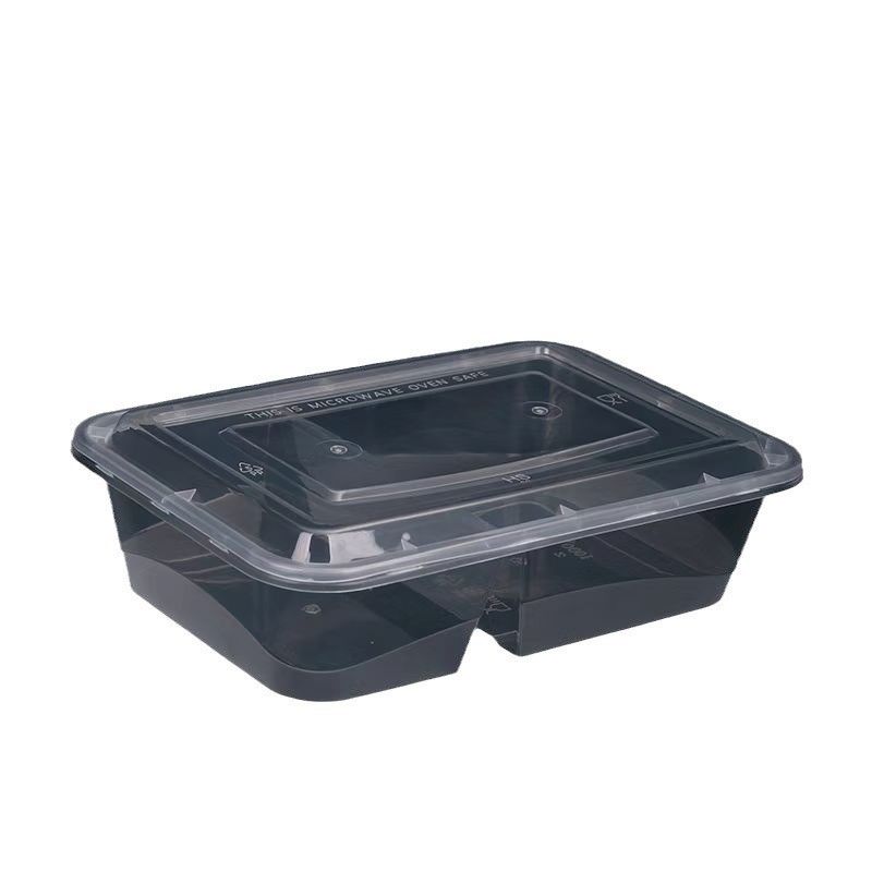 Disposable Two-Compartment Food Container PP Plastic Bento Lunch Box for Takeout Custom Order